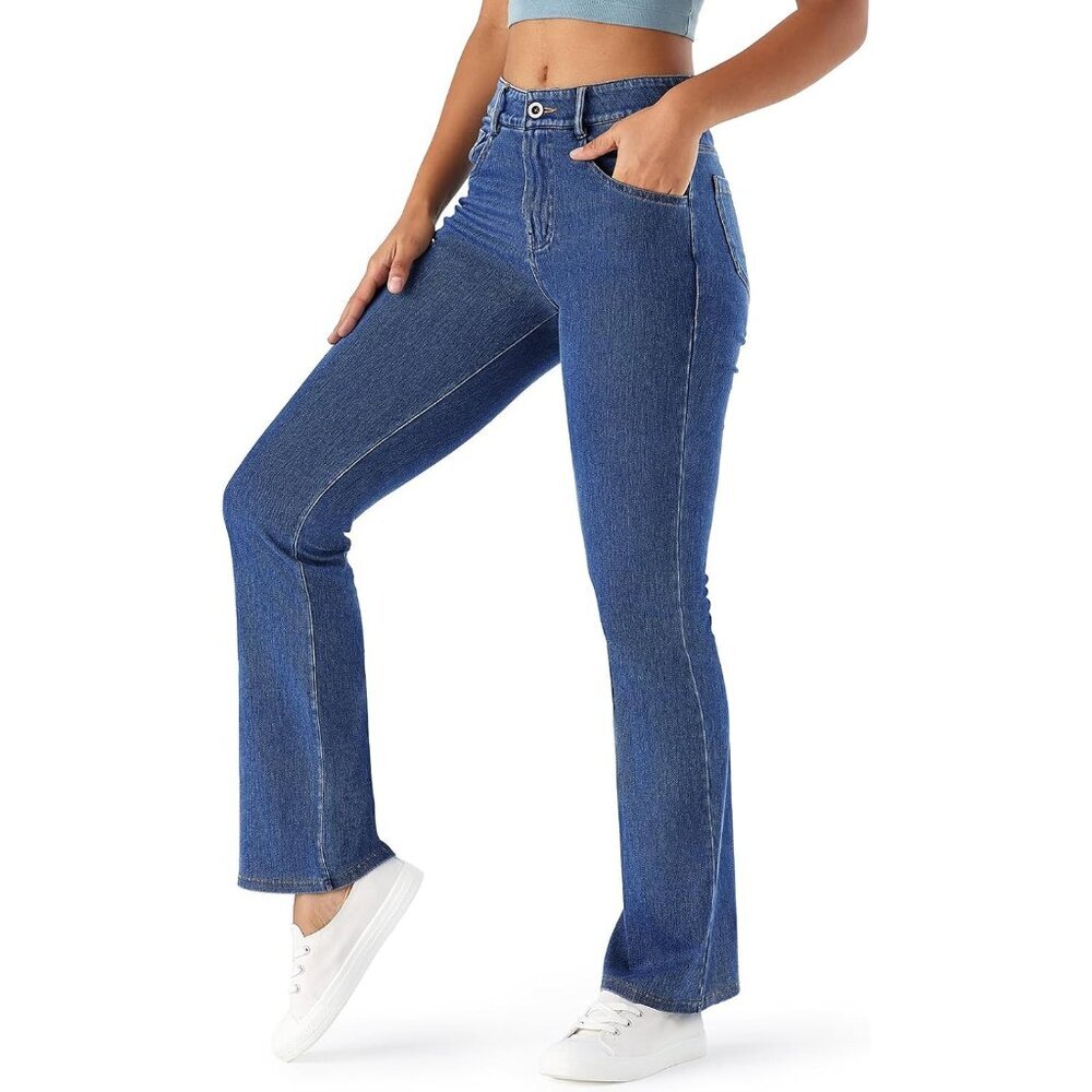 Women's High Waisted Bootcut Jeans Stretch Slim Fit Classic Versatile